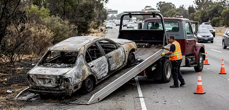 Fire-Damaged Wrecked Car Removal in Minneapolis